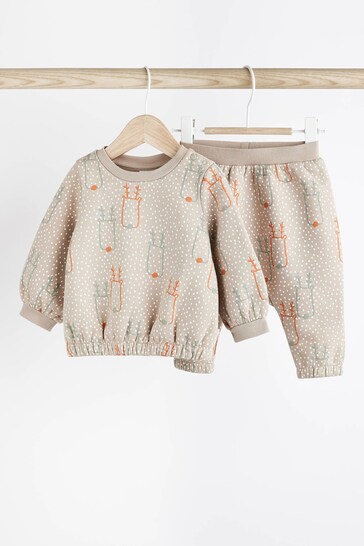 Neutral Reindeer Cosy Baby Sweatshirt & Joggers 2 Piece Set (0mths-2yrs)