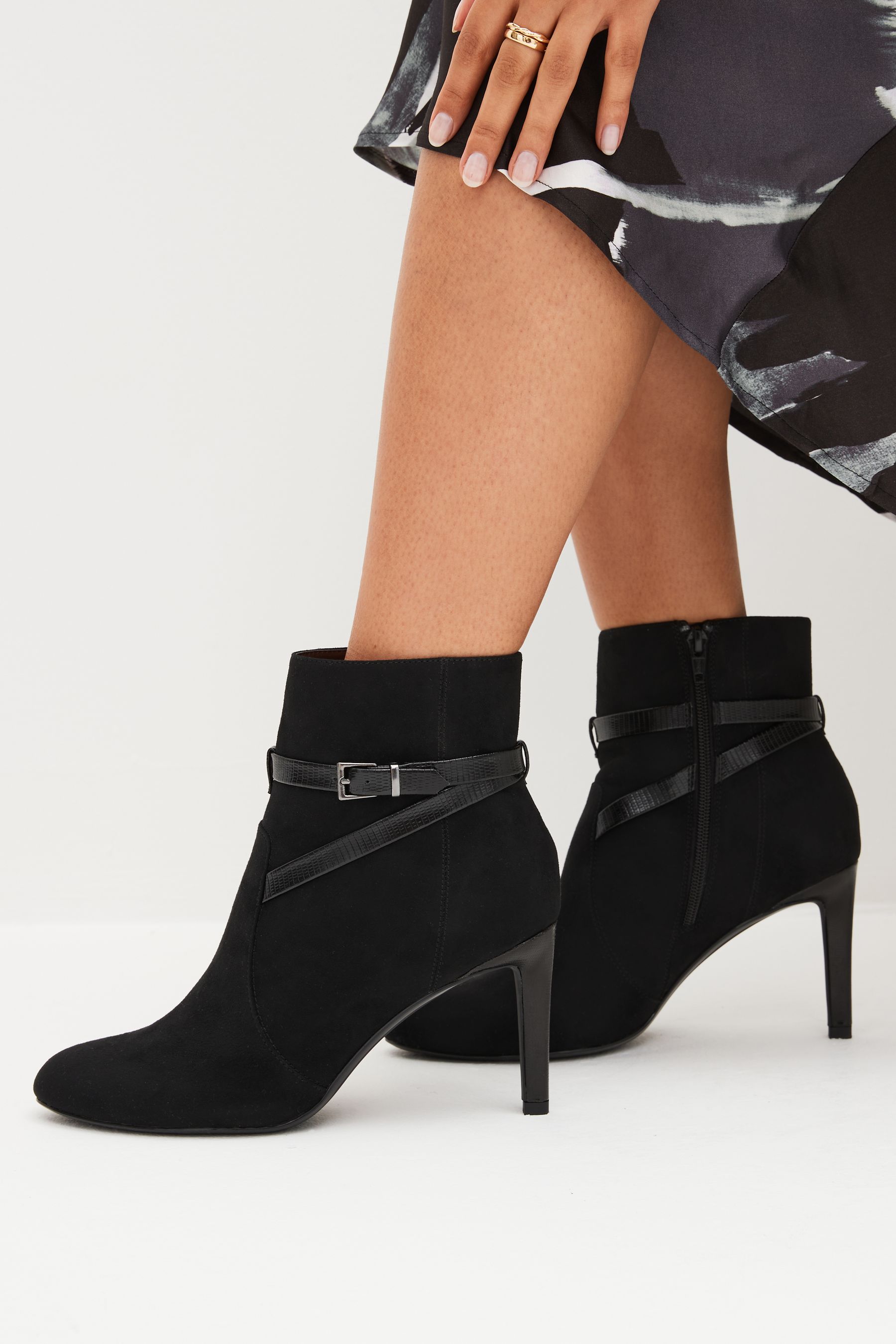 Buy Black Regular Wide Fit Forever Comfort Buckle Detail Heeled