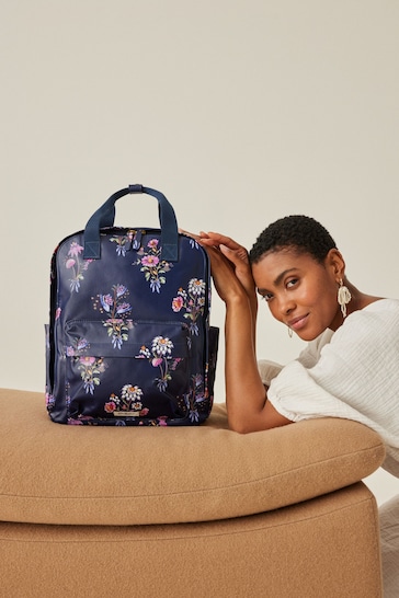 Cath Kidston Navy Blue Floral Bunches Utility Backpack