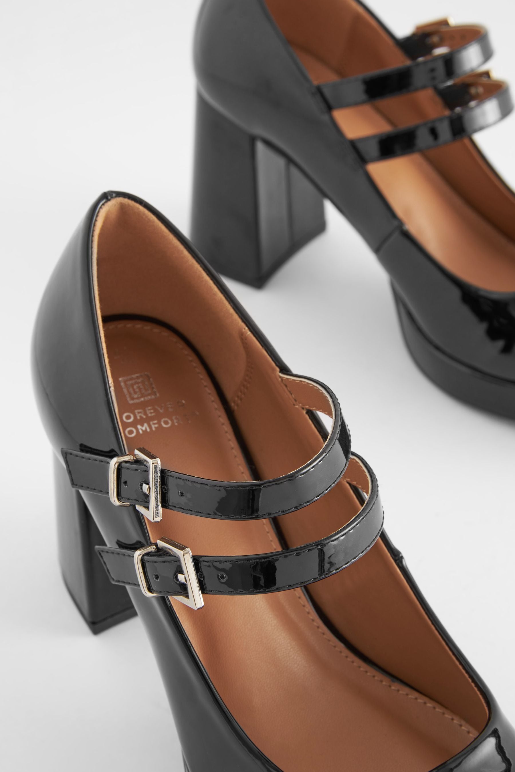 Buy Black Forever Comfort Platform Mary Jane Shoes from the Next