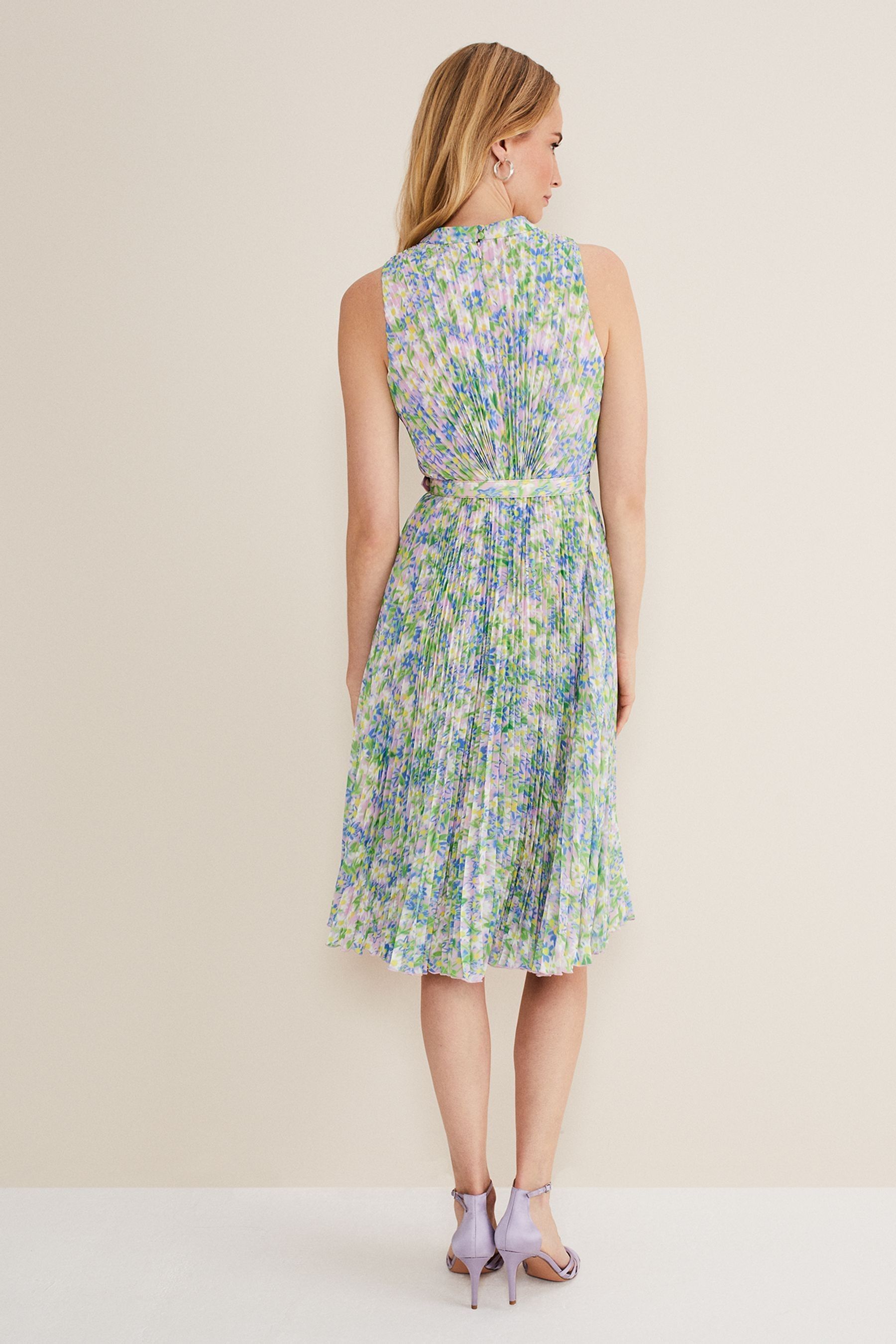 Buy Phase Eight Green Simara Pleat Daisy Print Dress from the Next