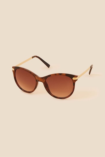 Accessorize Brown Metal Arm Classic Sunglasses
