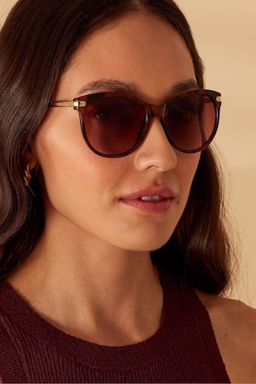 Accessorize Brown Metal Arm Classic Sunglasses