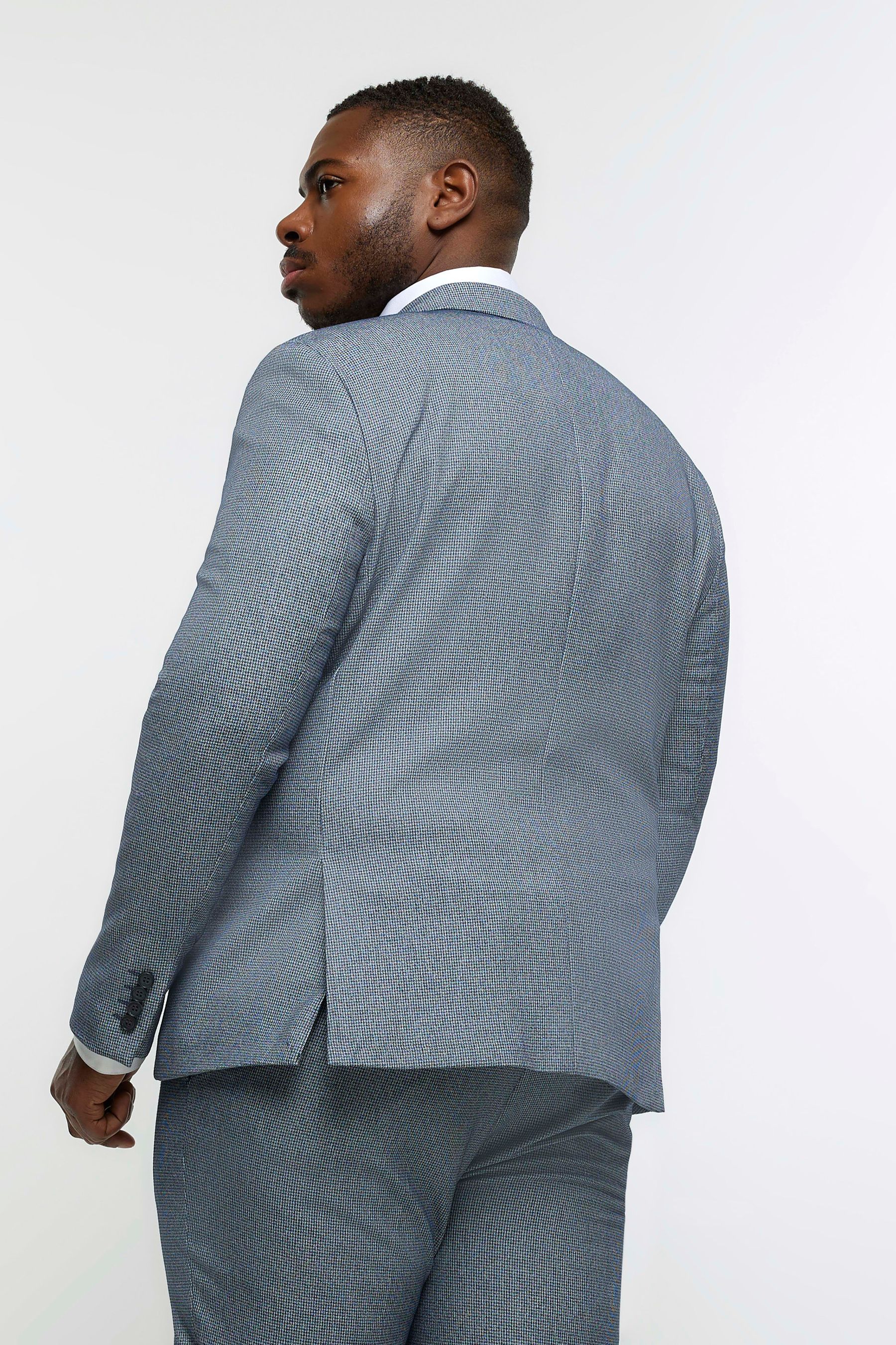 River Island Blue Big Tall Houndstooth Jacket