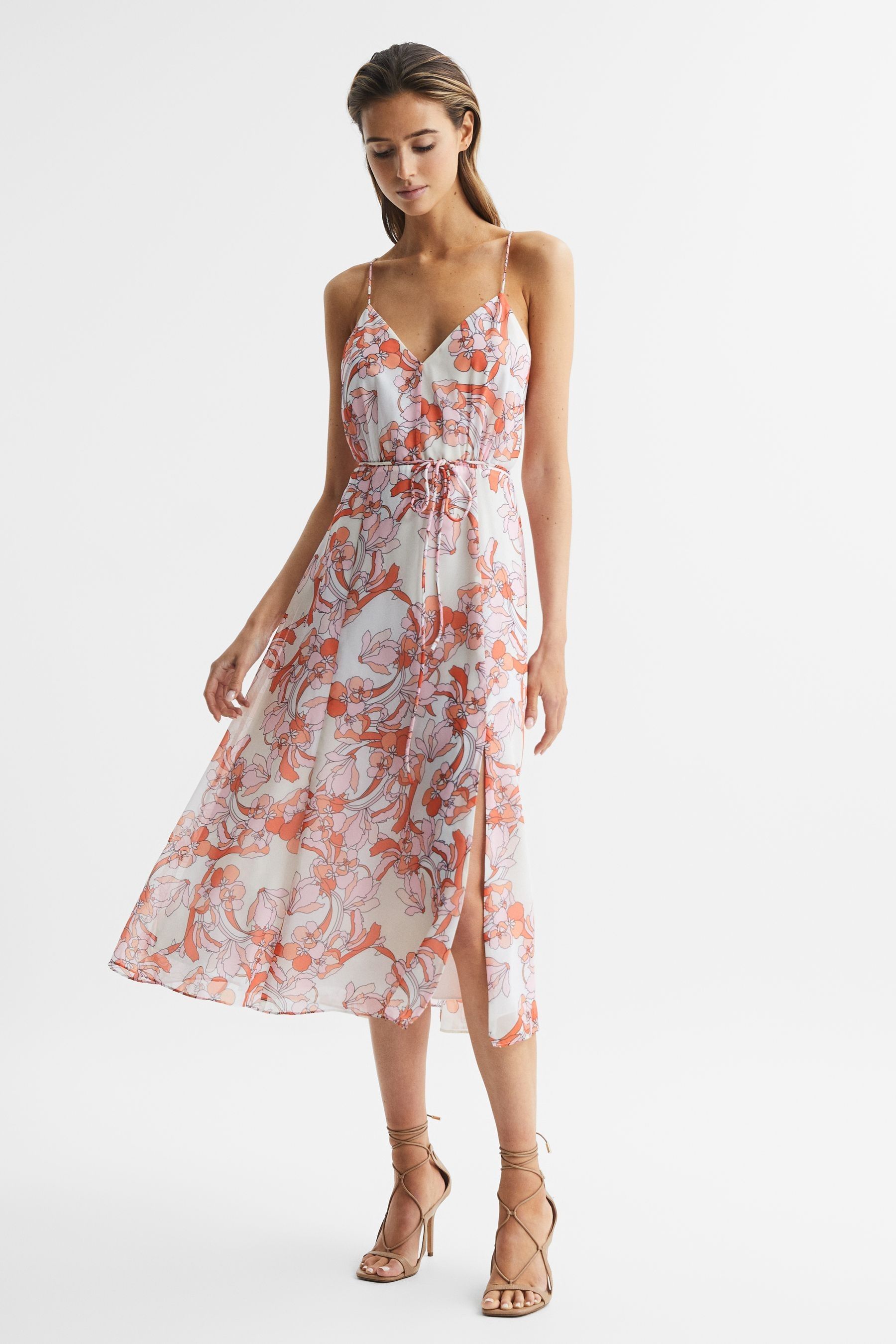 【海外限定】REISSドレス☆Petra Midi Dress, Pale Pink Buy Reiss Pale Pink Petra Draped-Front High-Neck Midi Dress
