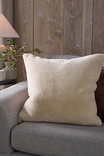 Light Natural Soft To Touch Plush 59 x 59cm Faux Fur Cushion