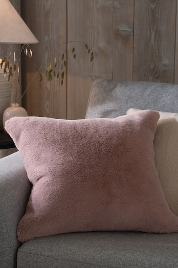 Pink Soft To Touch Plush 50 x 50cm Faux Fur Cushion