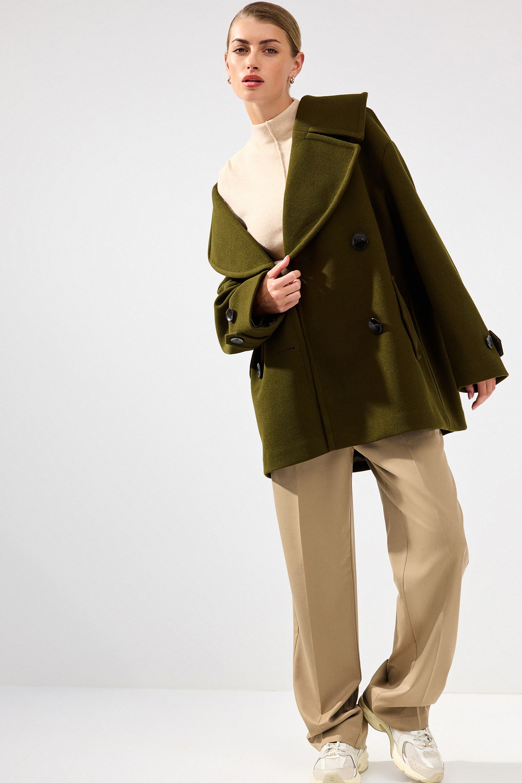 Long sales green peacoat