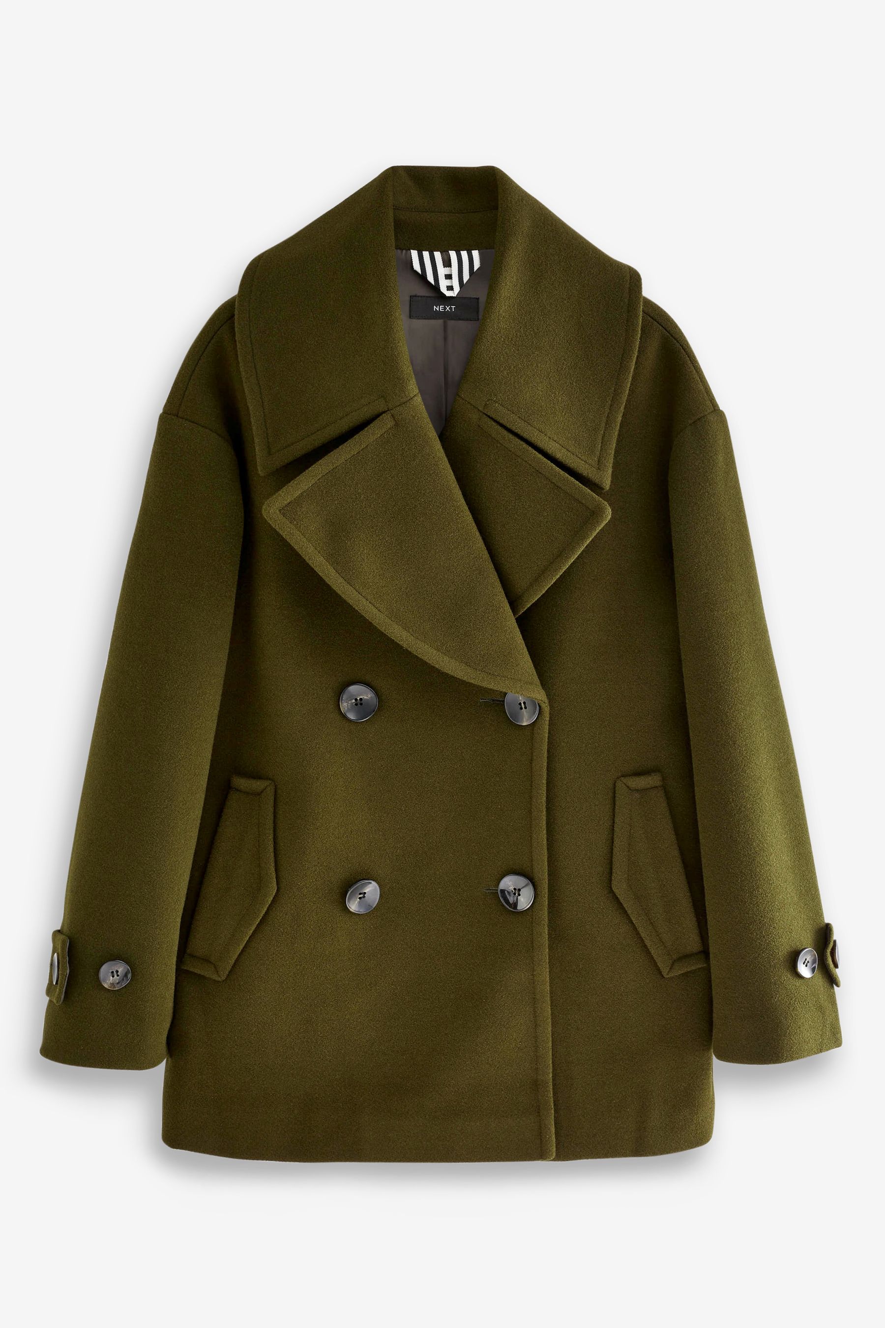 Olive pea coat discount womens