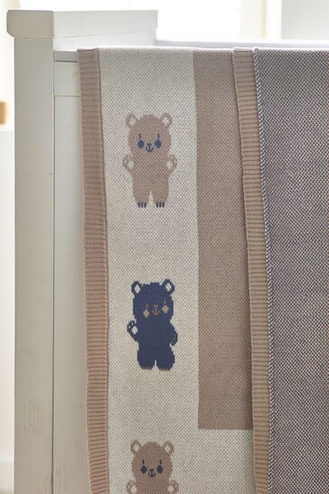 Natural Teddy Bear Baby 100% Cotton Knitted Blanket