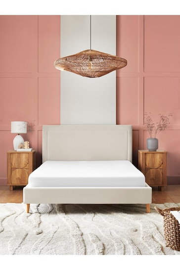 Soft Velvet Natural Oyster Harman Upholstered Bed Bed Frame