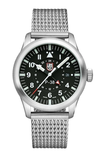 Luminox Gents Silver Tone P-38 Lightning GMT 9520 Series Watch