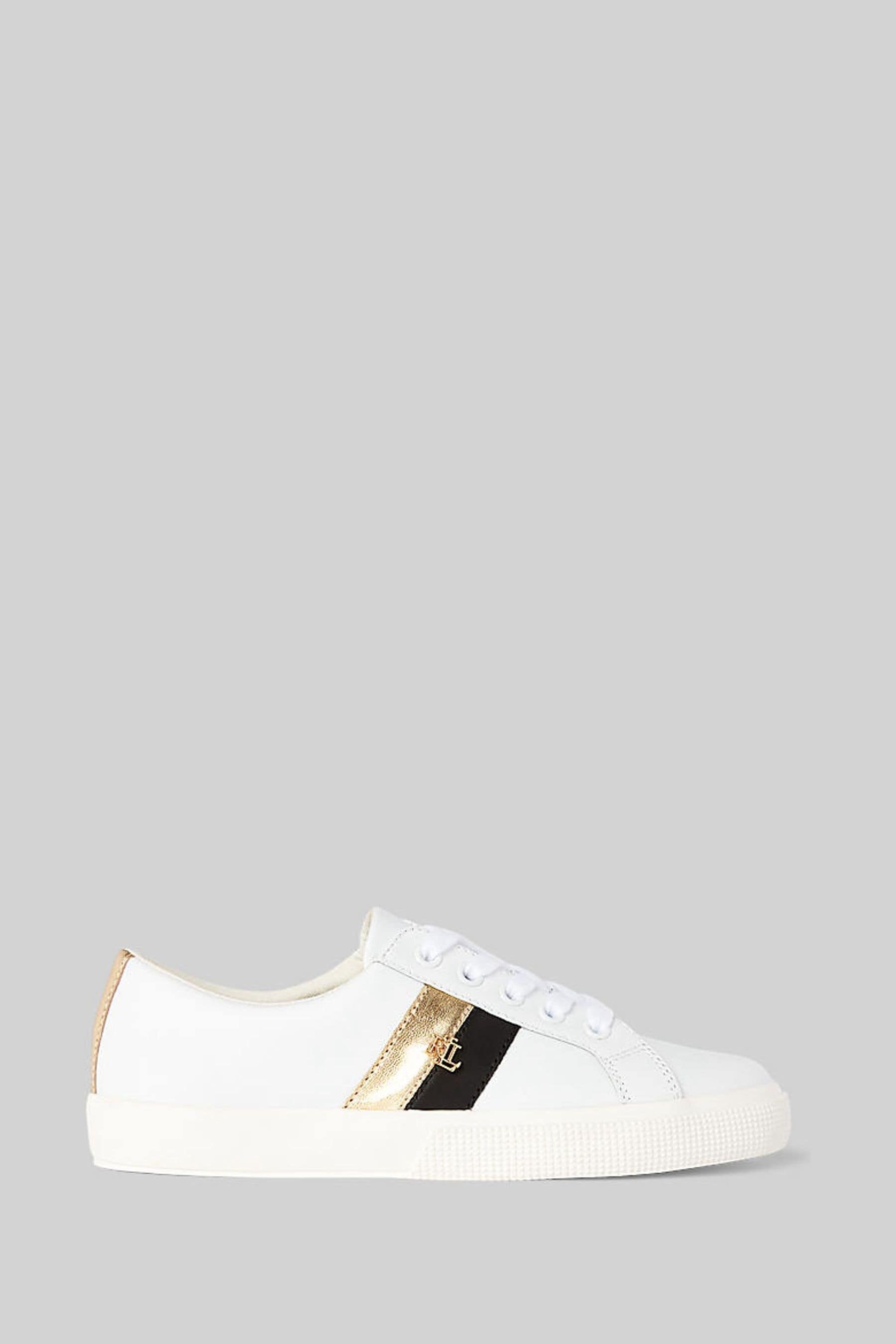 Buy Lauren Ralph Lauren White And Gold Janson Logo Trainers from the Next UK online shop