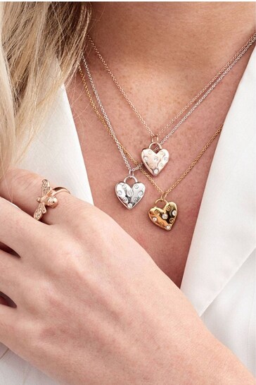 Olivia Burton Jewellery Ladies Silver Tone Screw Heart Stud Classic Necklace