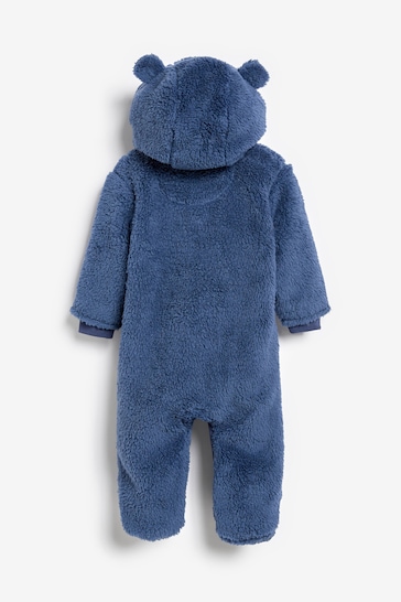Navy Blue Cosy Fleece Bear Baby Pramsuit (0mths-2yrs)