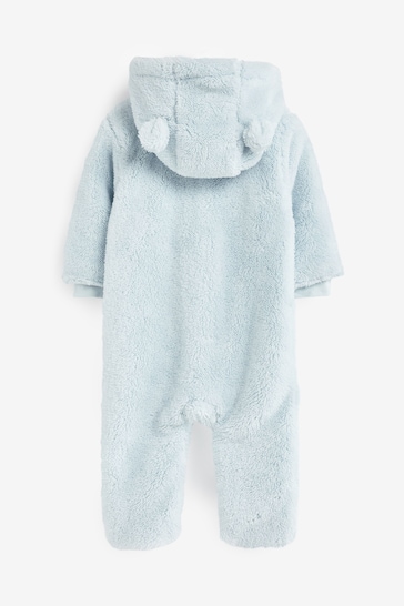 Blue Cosy Fleece Bear Baby Pramsuit (0mths-2yrs)