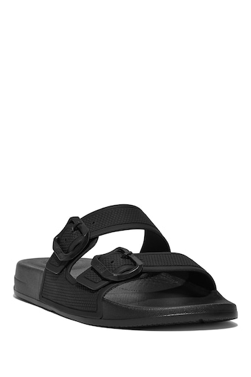 FitFlop Black Iqushion Two-Bar Buckle Slides
