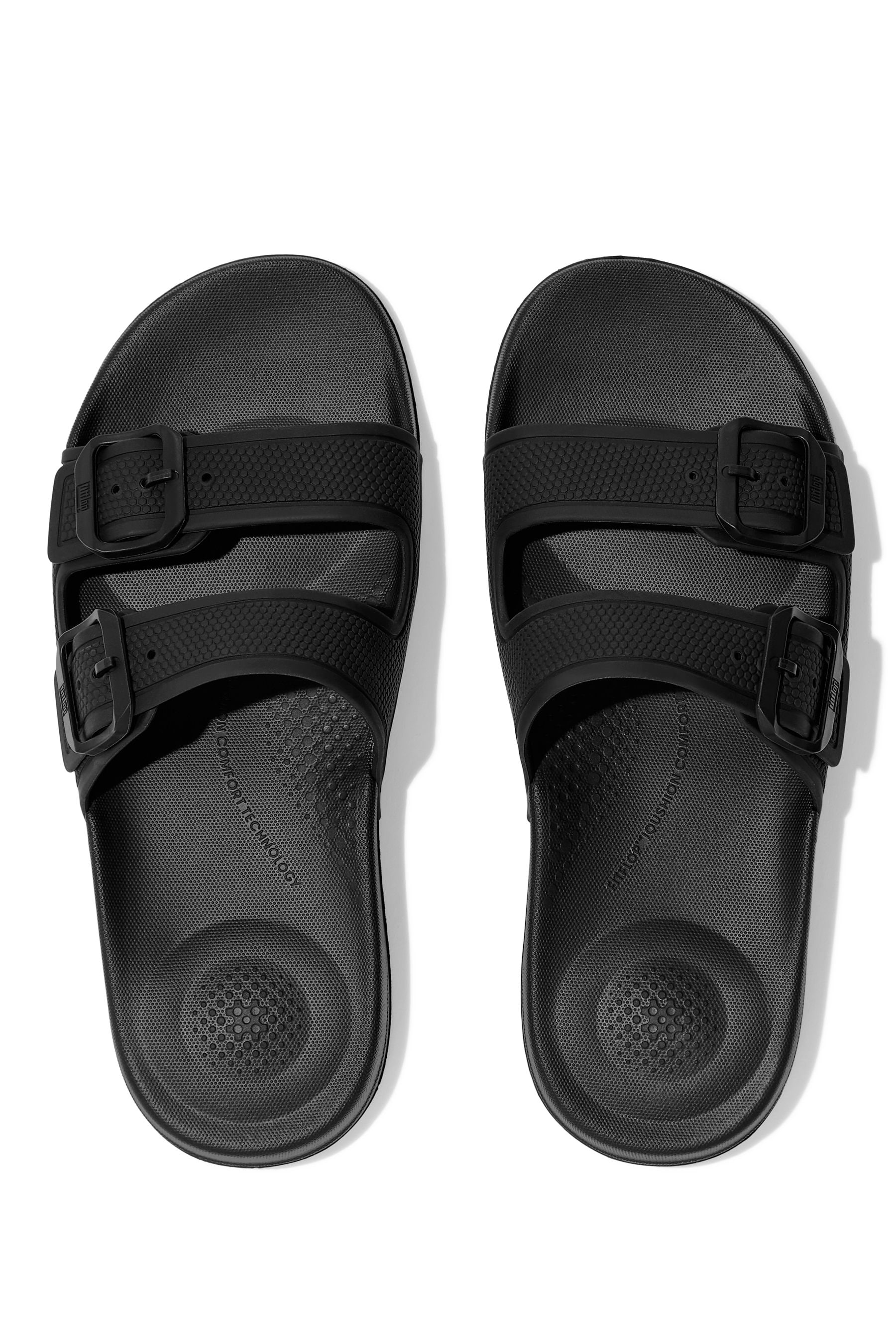 Buy FitFlop Black Iqushion Two Bar Buckle Slides from the Next UK