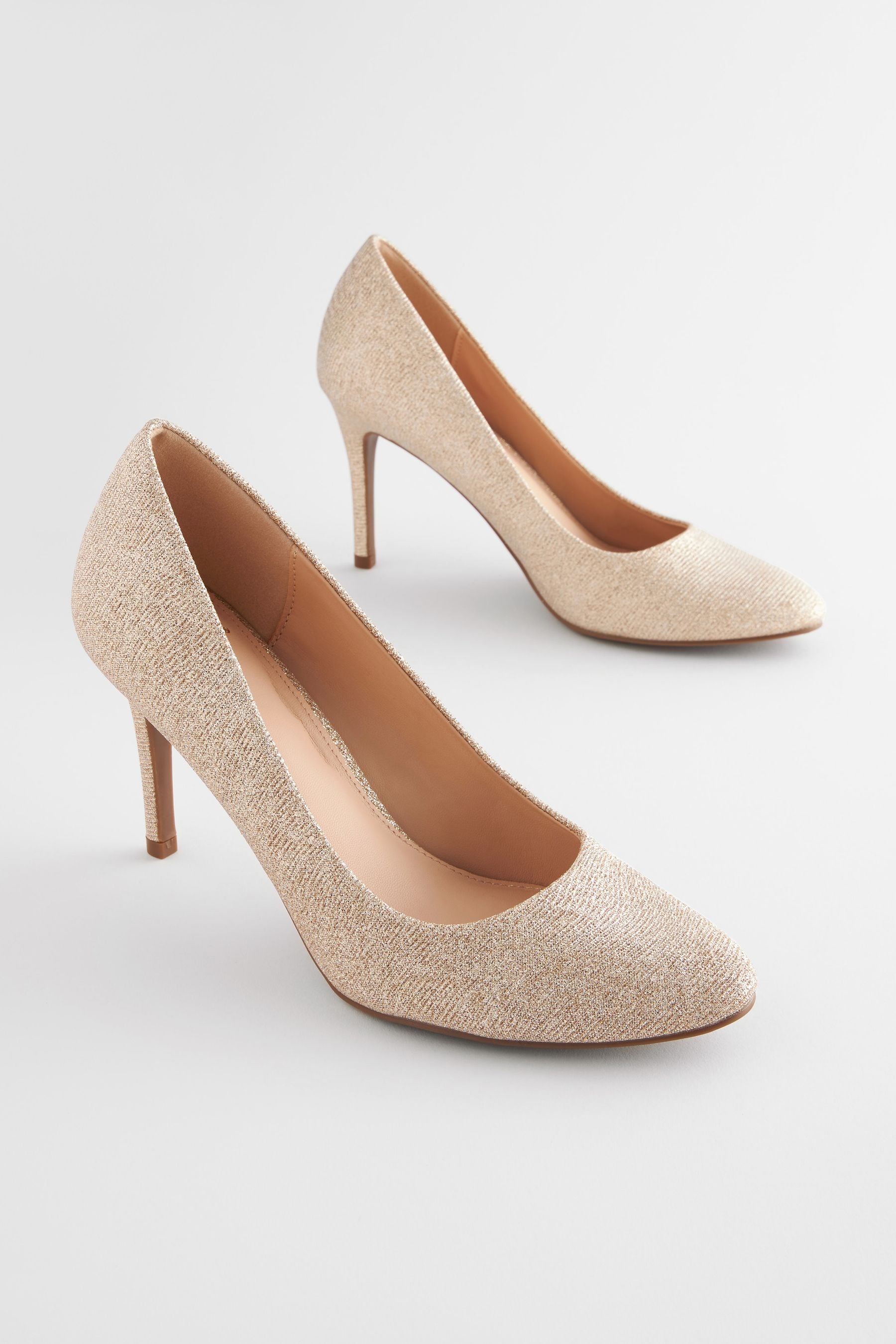 Gold round toe store heels