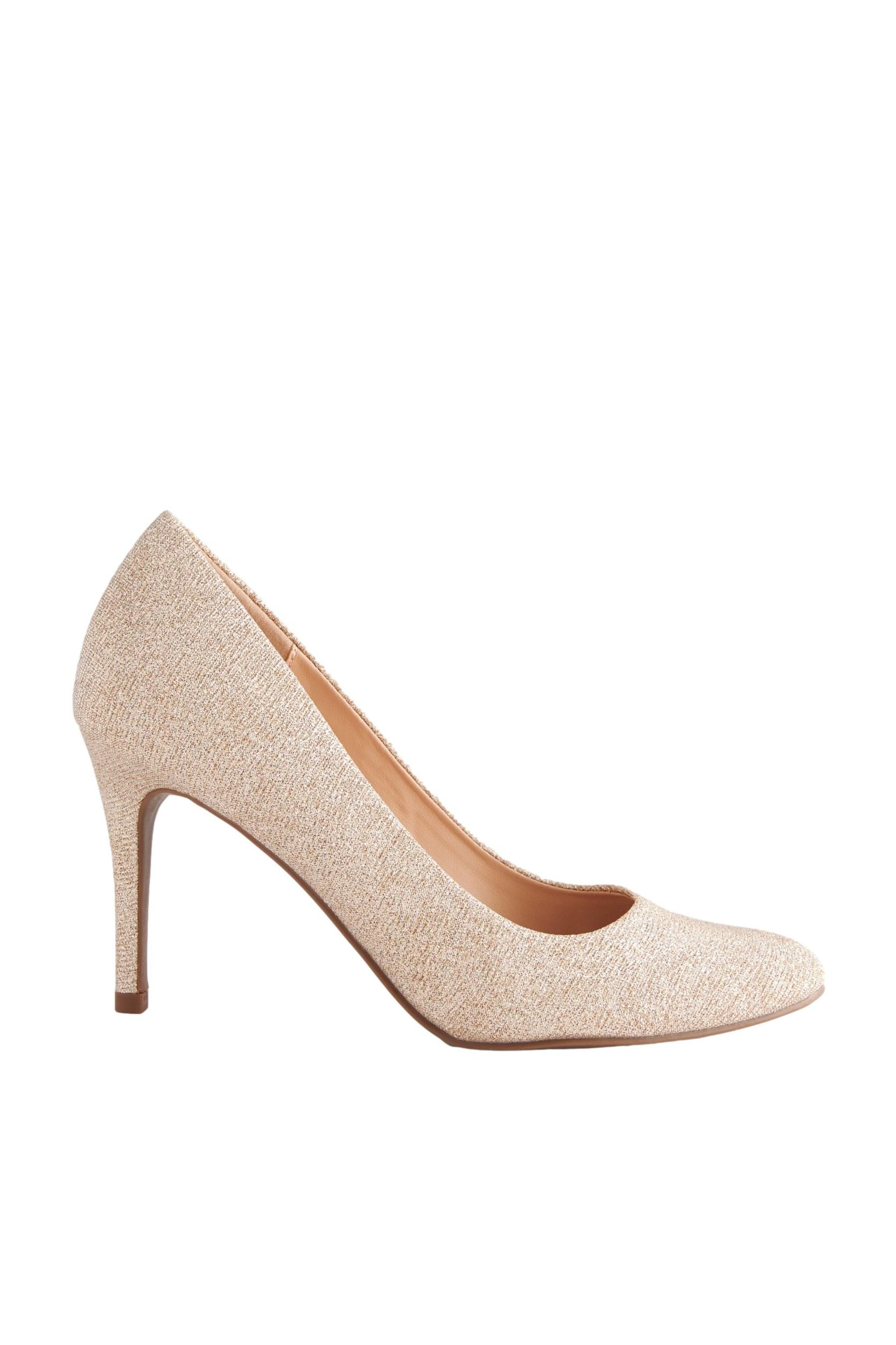Wide fit clearance gold court shoes