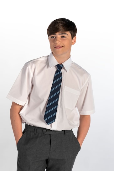 Trutex Boys White Non Iron Short Sleeve School Shirts 2 Pack