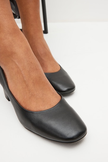 Black Regular/Wide Fit Forever Comfort® Leather Low Block Heel Shoes