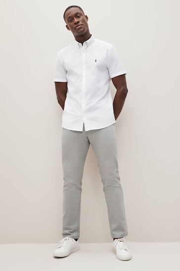 Mid Grey Straight Stretch Chino Trousers