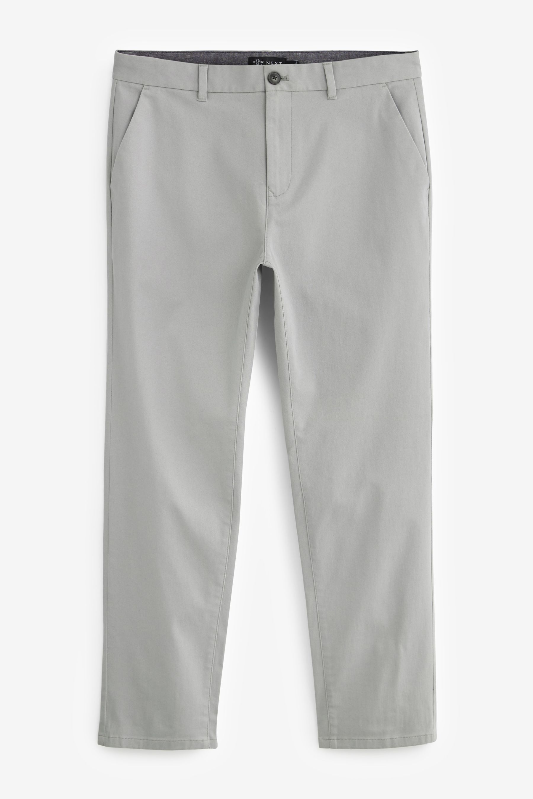 Buy Mid Grey Straight Stretch Chino Trousers from the Next UK