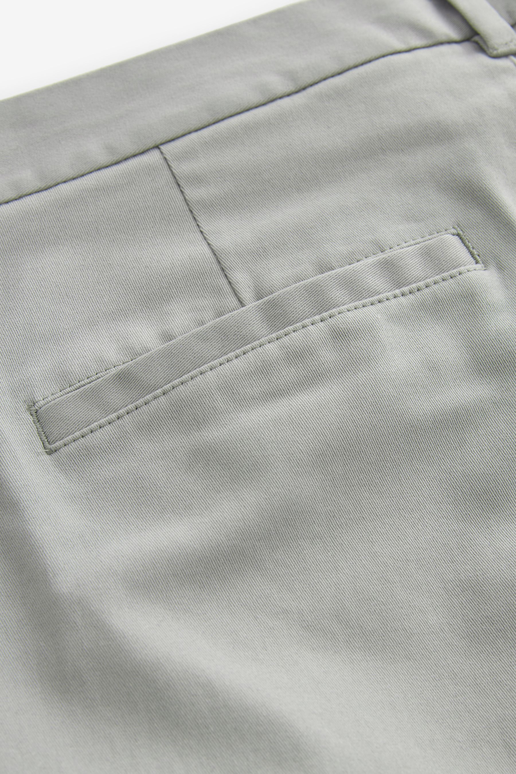 Mid Grey Straight Stretch Chino Trousers