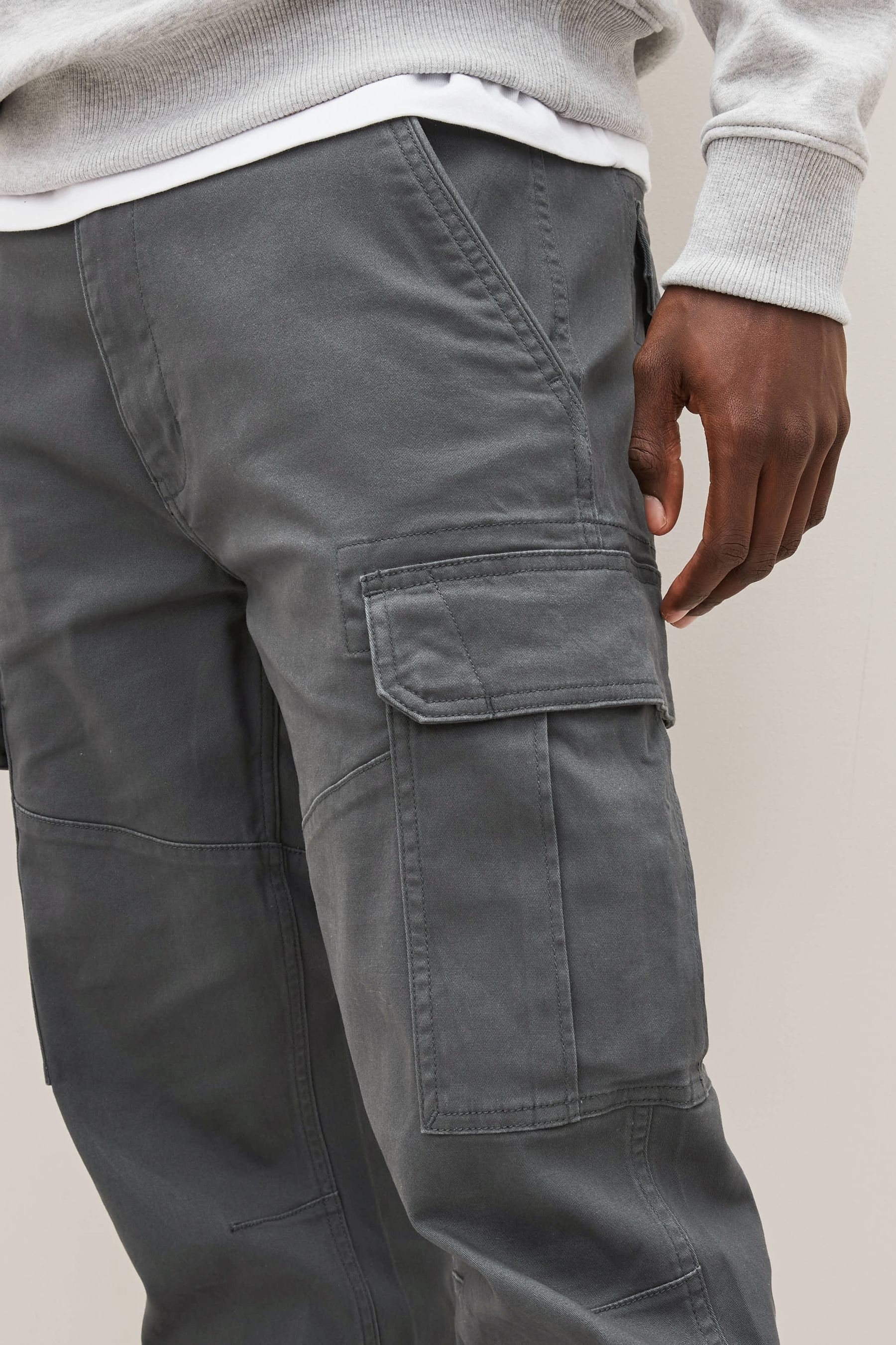Charcoal grey cargo pants discount