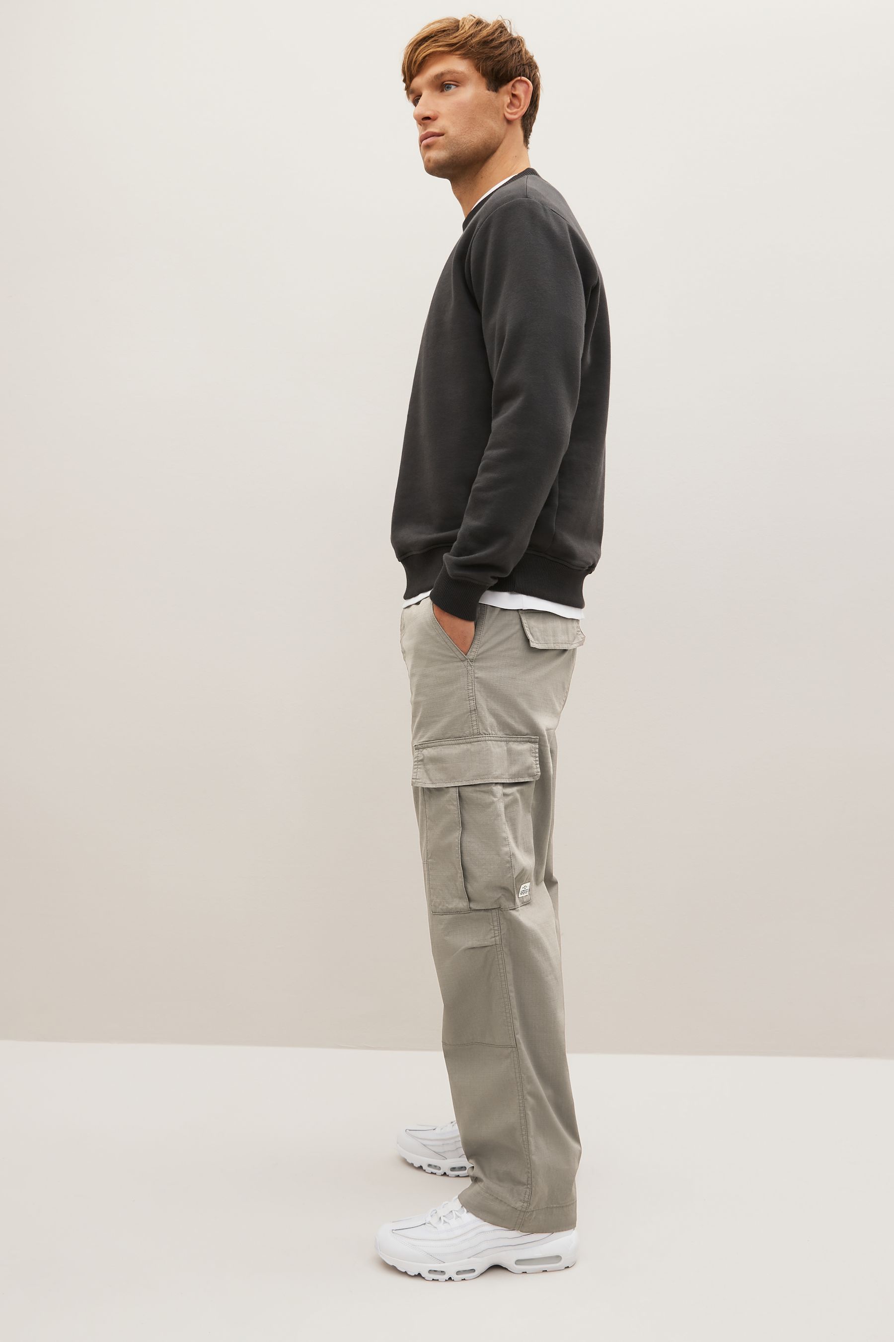 Buy Light Grey Relaxed Fit Ripstop Cargo Trousers from the Next UK