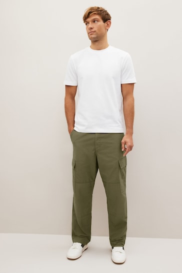 Khaki Green Relaxed Fit Ripstop Cargo Trousers