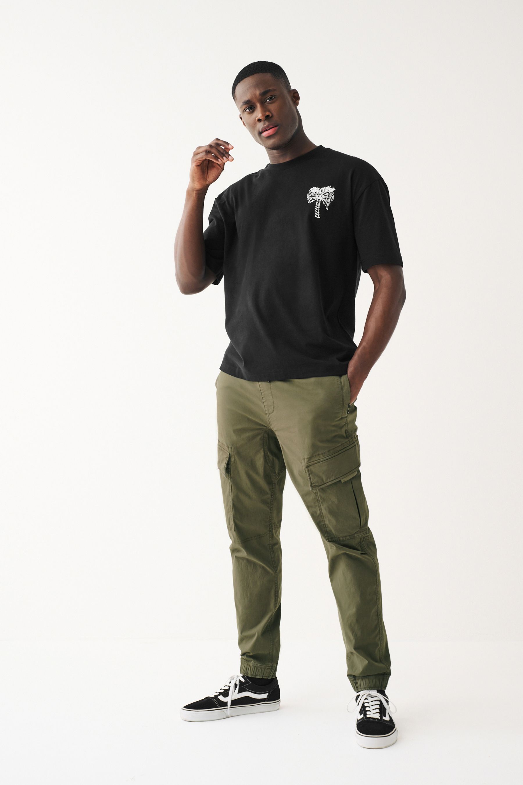 Buy Khaki Green Regular Tapered Stretch Utility Cargo Trousers
