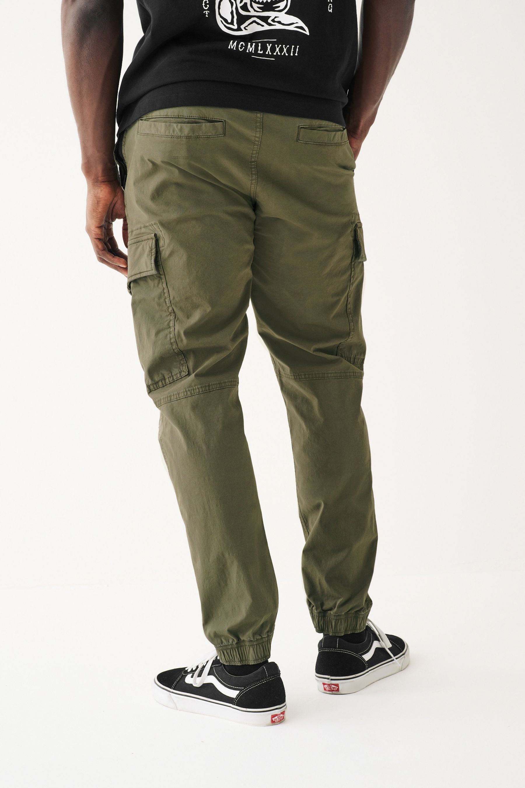 Buy Khaki Green Regular Tapered Stretch Utility Cargo Trousers