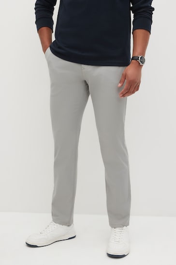 Mid Grey Slim Stretch Chino Trousers