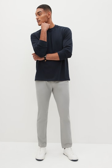 Mid Grey Slim Fit Stretch Chinos Trousers