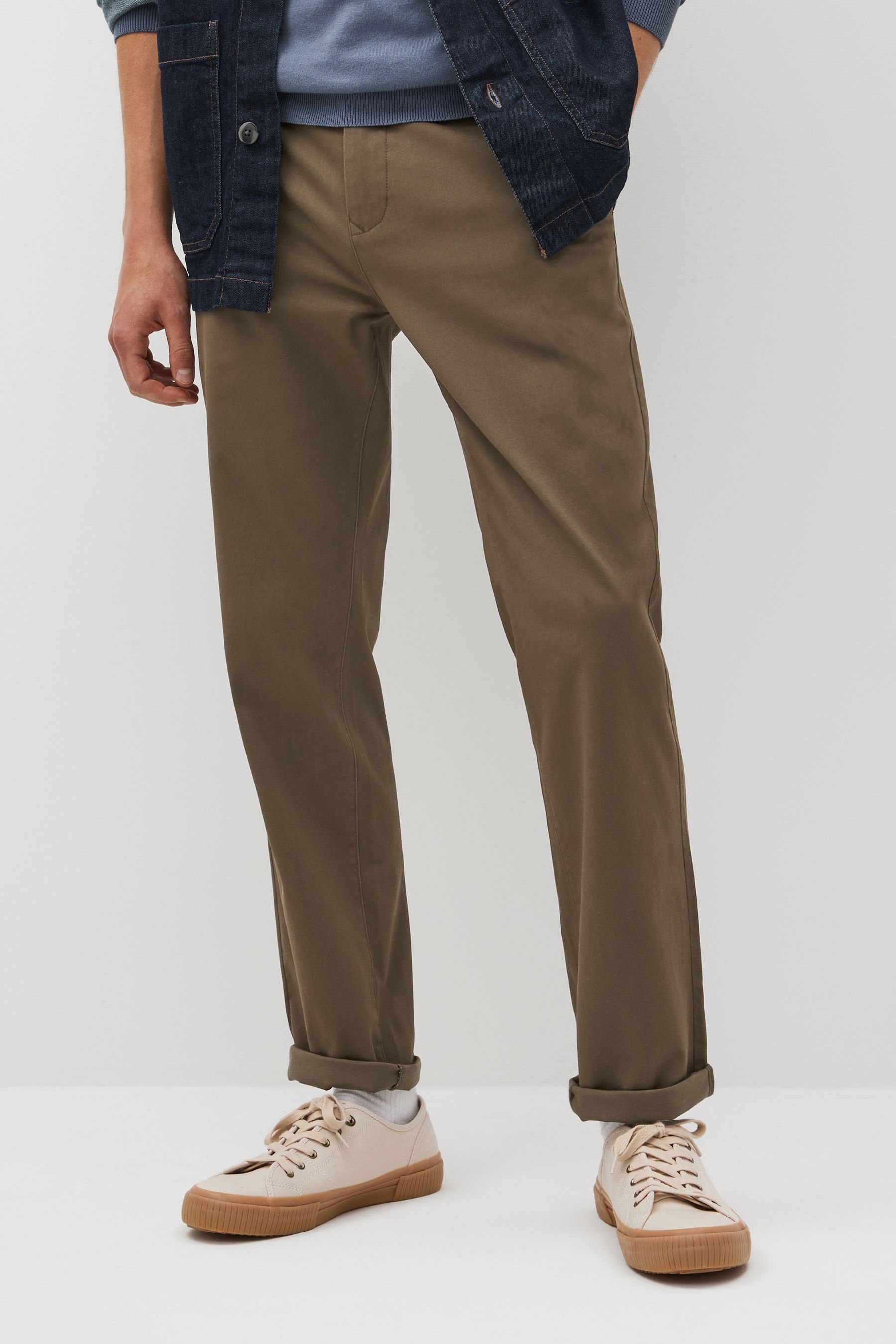 Mushroom Brown Straight Stretch Chino Trousers