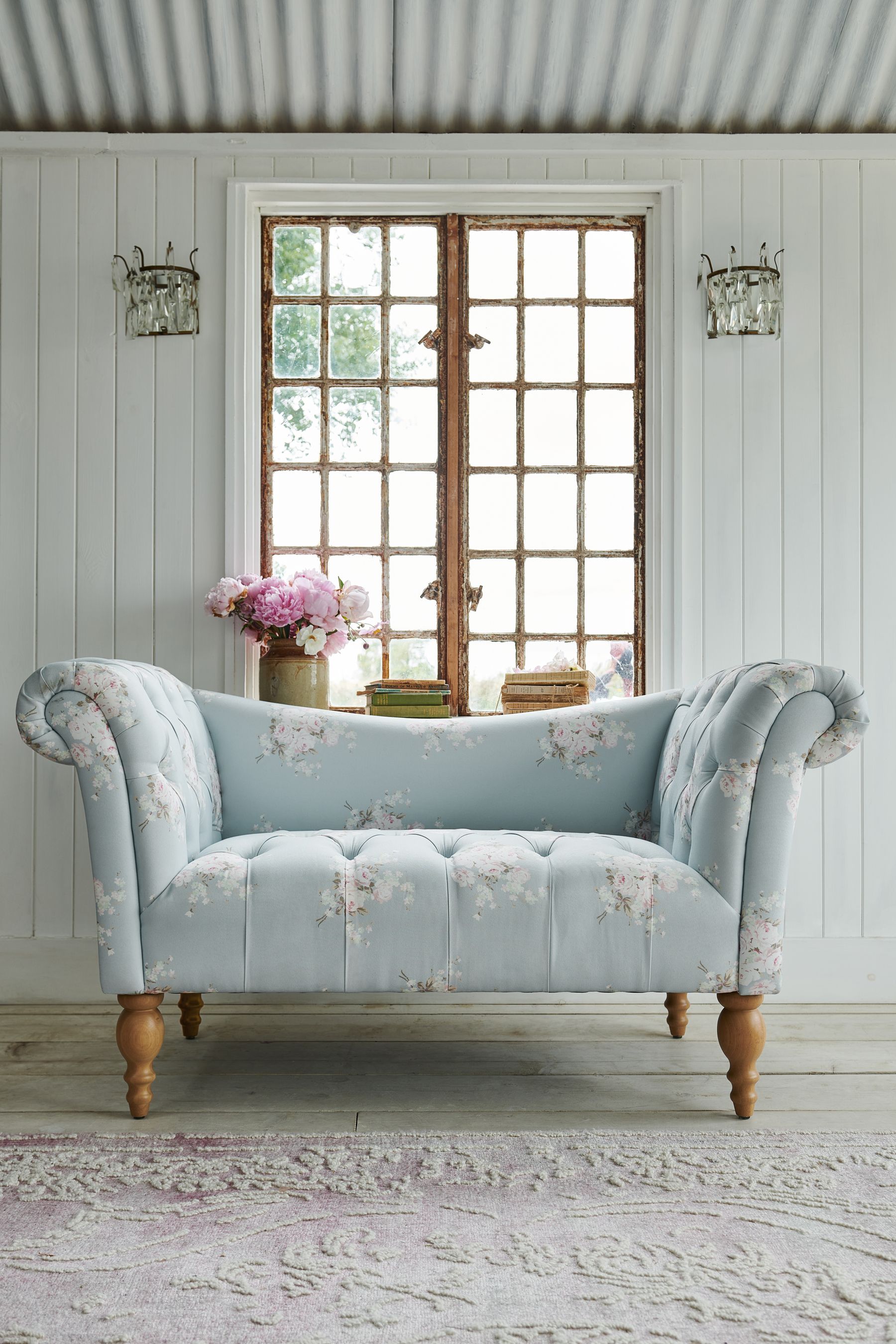 Delilah white fabric sofa sale