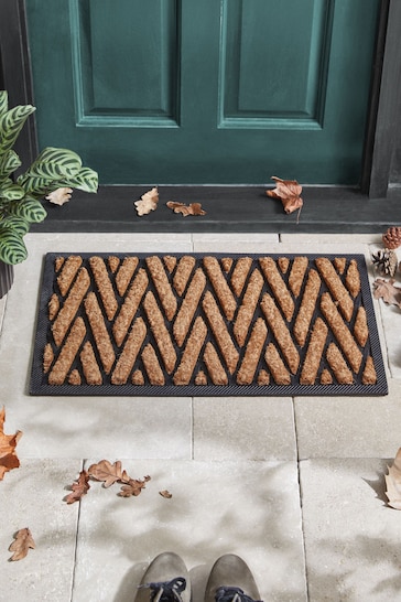 Natural Herringbone Rubber Doormat