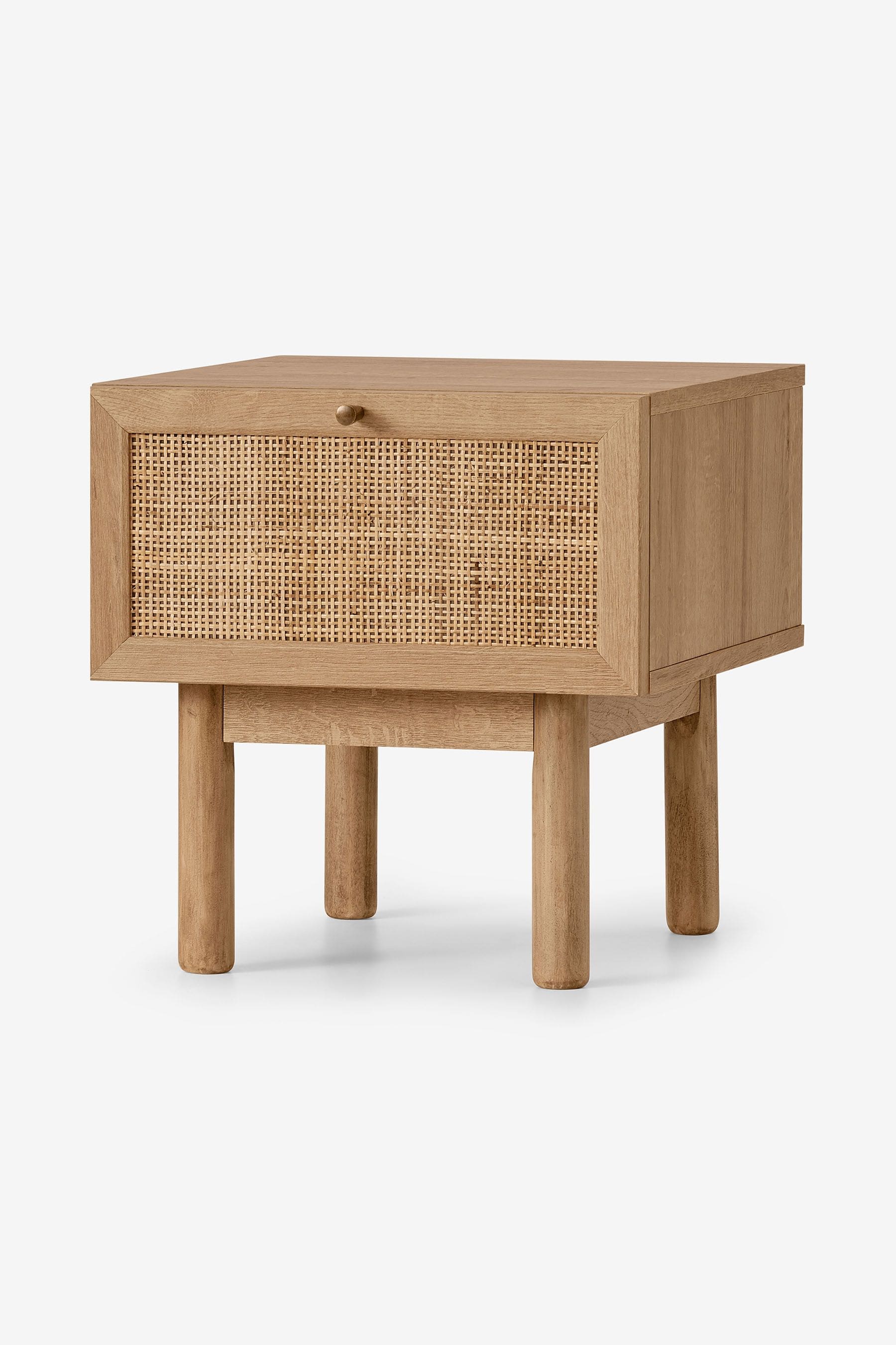 MADE.COM Oak Effect Pavia Natural Rattan Bedside Table