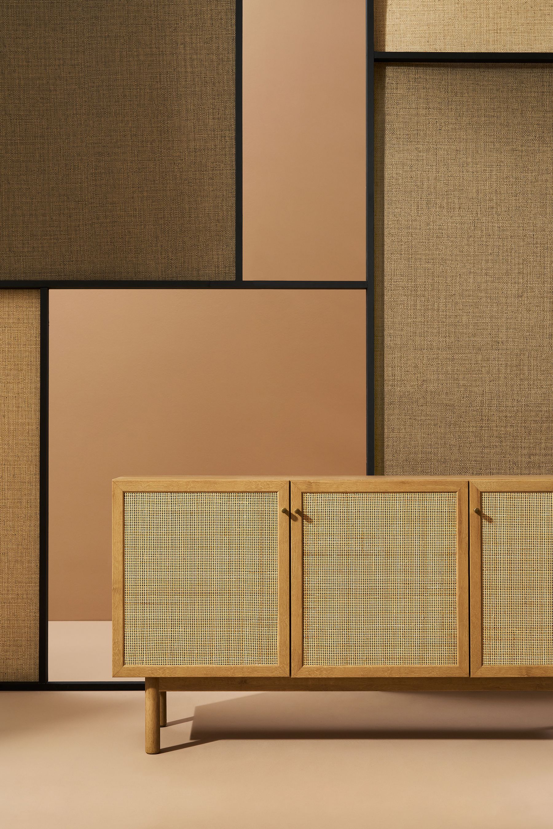 MADE.COM Oak Effect Pavia Natural Rattan Sideboard