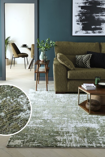 Moss Green Mica Abstract Rug