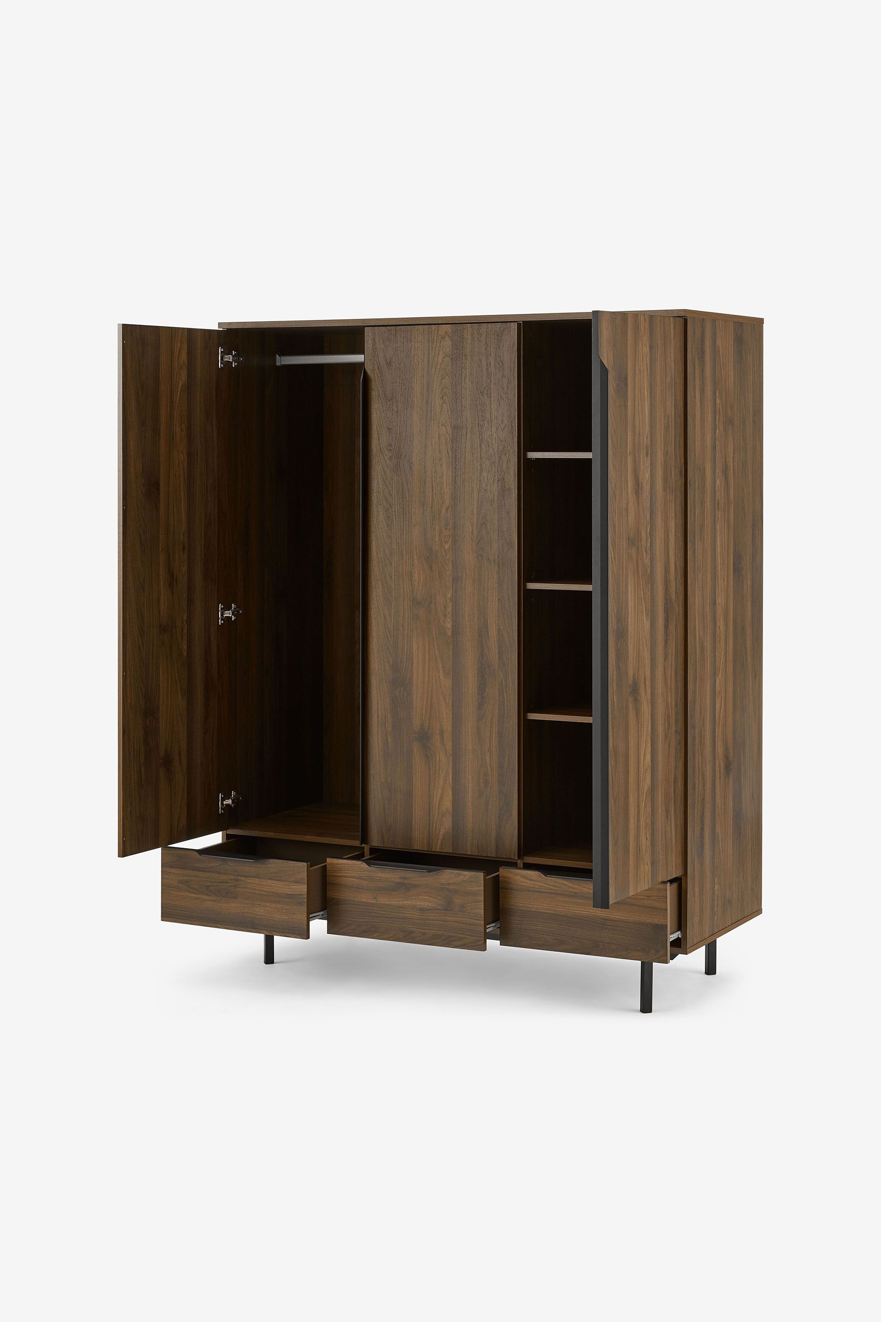 Walnut store triple wardrobe