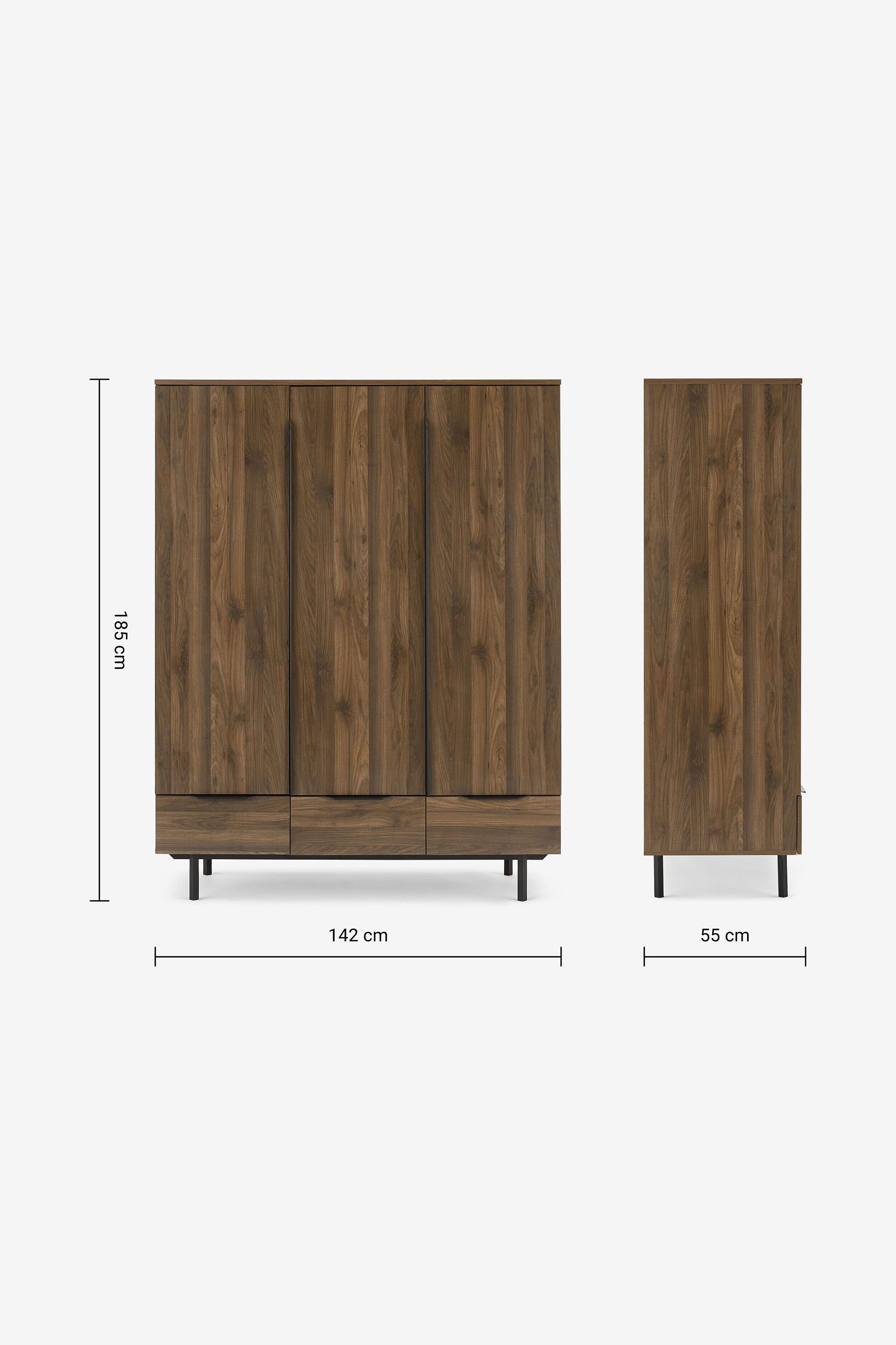 Walnut shop triple wardrobe
