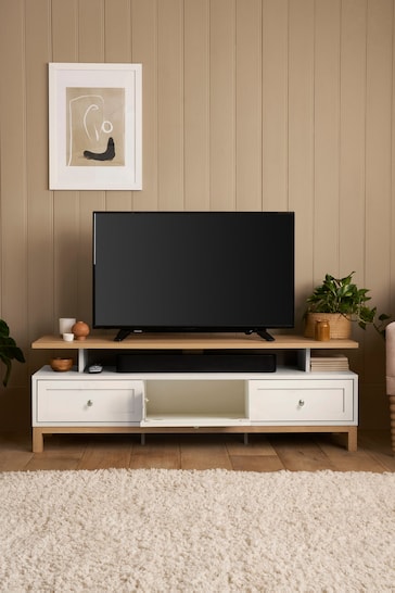 Cream Malvern Oak Effect Up to 65 inch, Floating Top TV Unit