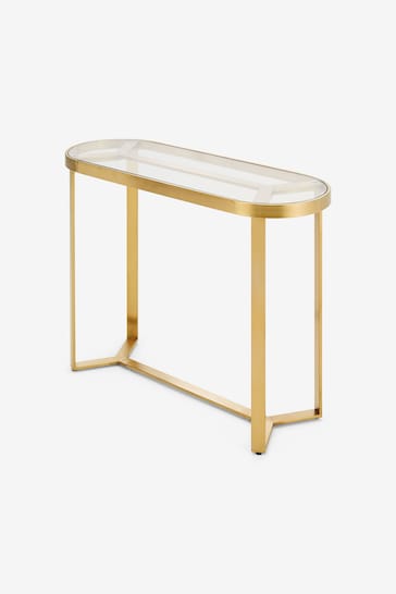 MADE.COM Brushed Brass & Glass Aula Console Table