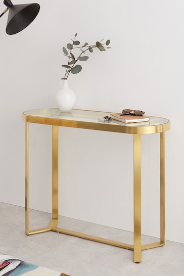 MADE.COM Brushed Brass & Glass Aula Console Table