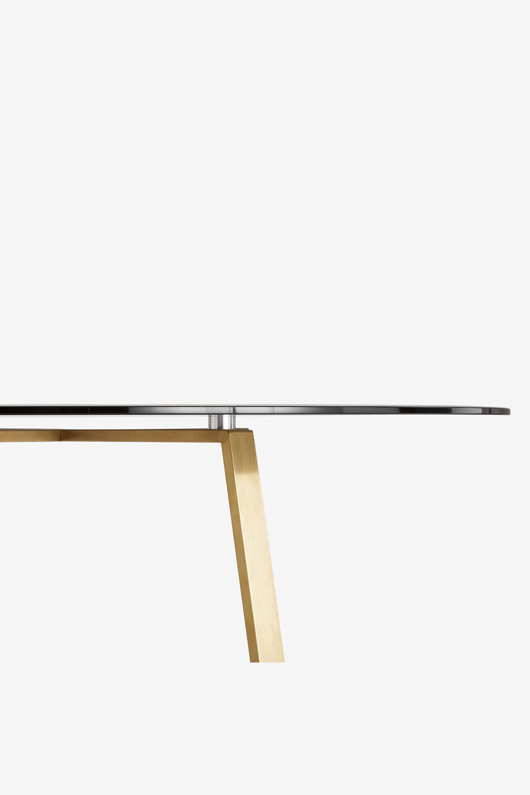 MADE.COM Brass Smoked Glass Haku 4 Seater Round Dining Table