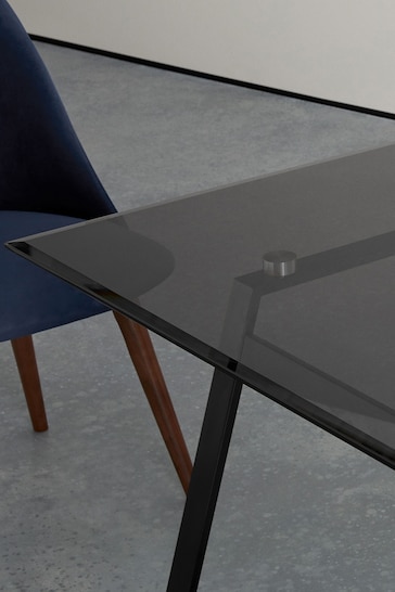 MADE.COM Black Smoked Glass Haku 6 Seater Rectangle Dining Table