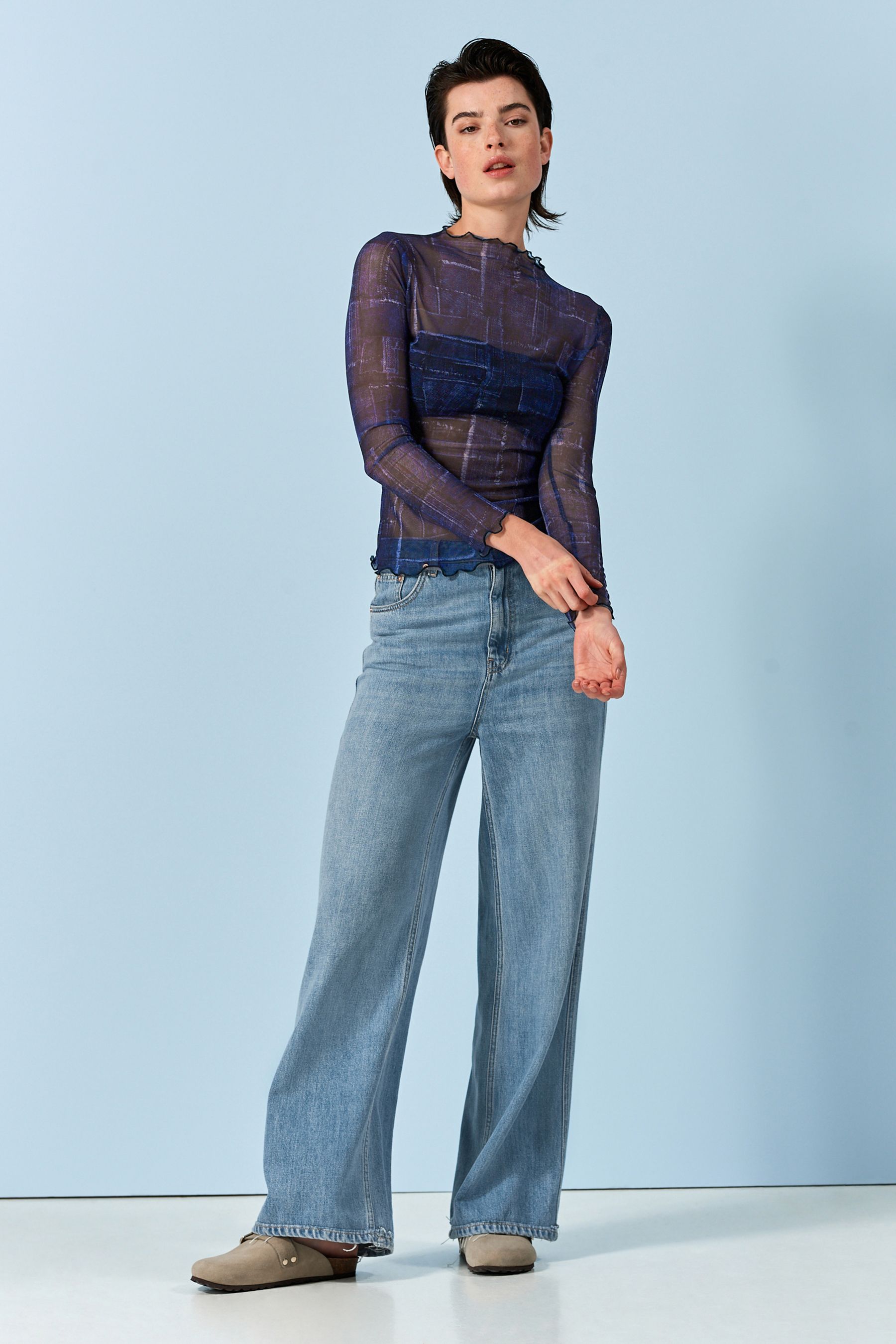 Jeans with mesh on sale